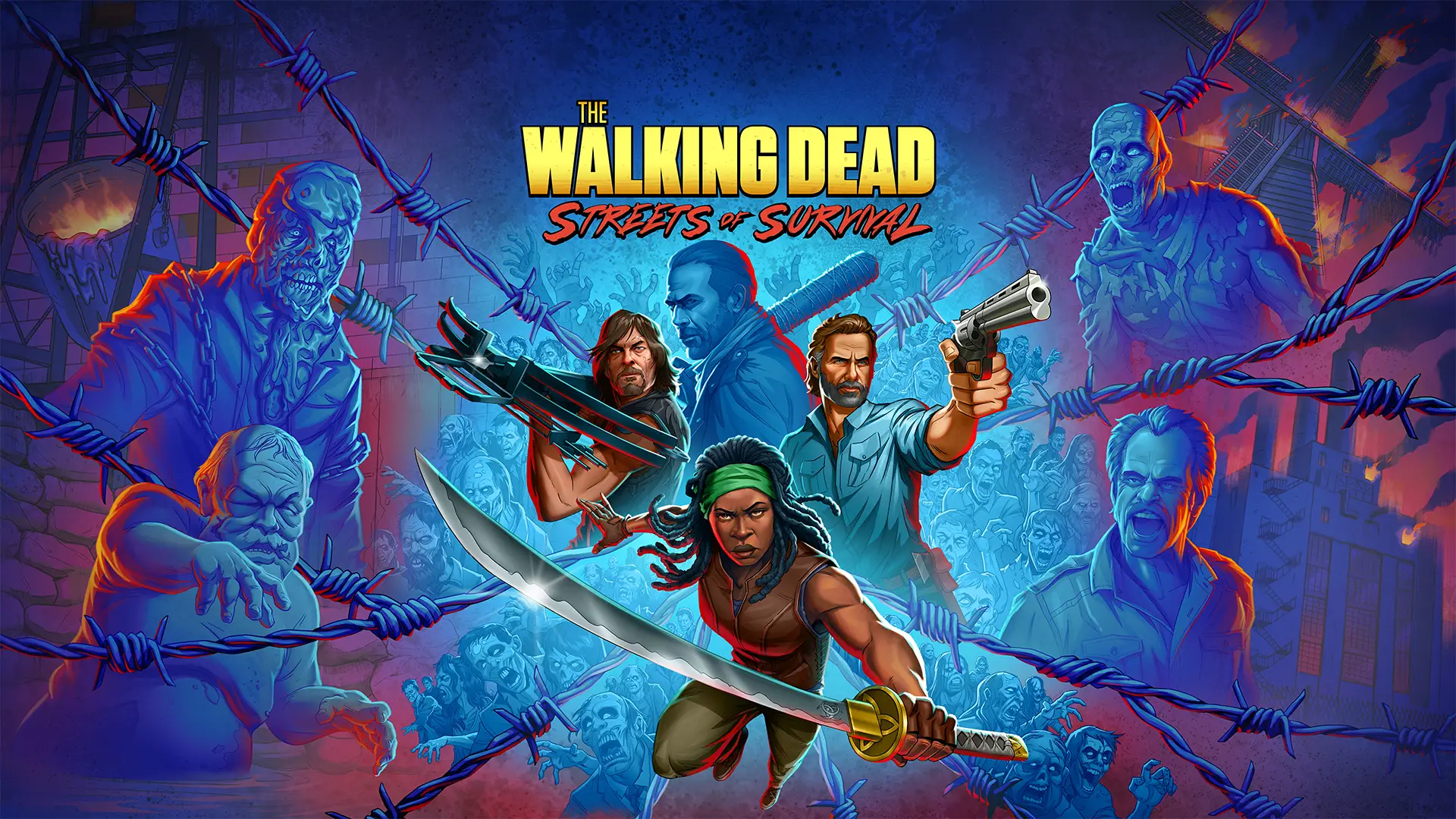 The Walking Dead Streets of Survival key art officiel du beat em up AMC